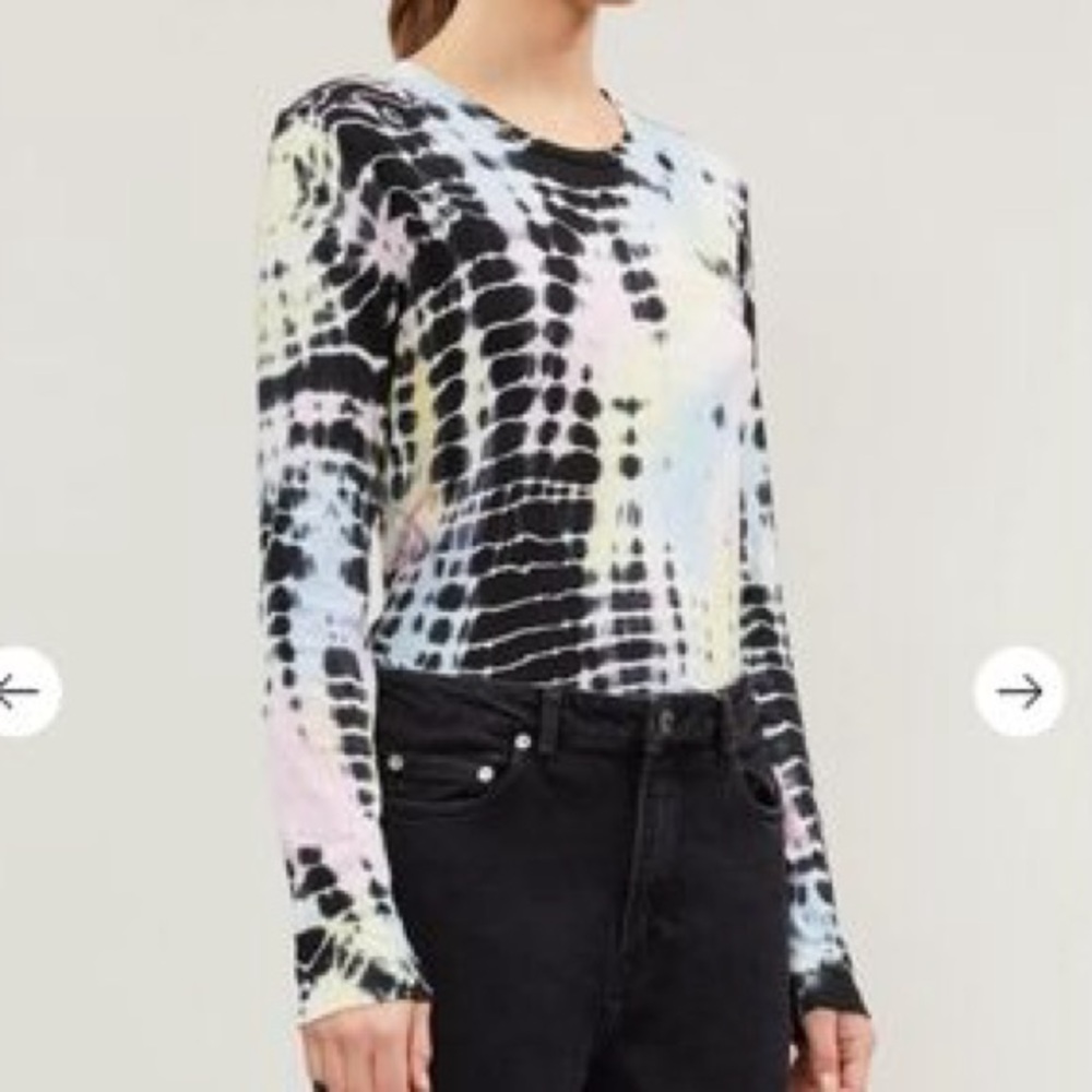 Reformation Tie-Dye Print Scoop Neck  Long Sleeve Top